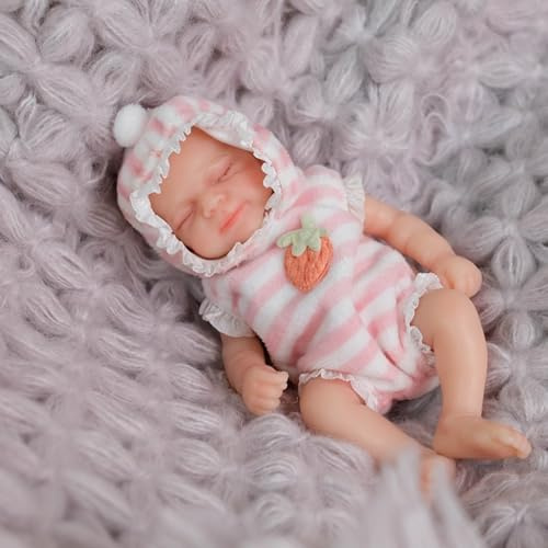 Lonian 4,5 Zoll Mini Reborn Baby Mädchen Ellie, realistische Silikon Mini Puppe, Stressabbau für Kinder, ADHS, Autismus, ältere Menschen, trauernde Mütter (Pascale)