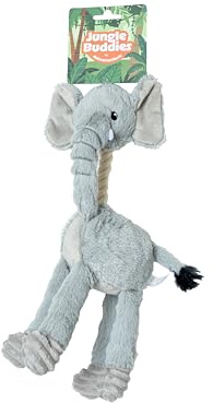 Animal Instincts Jungle Buddies Elephant Plush Dog Toy with Squeaker, Small | Soft Plush Exterior, Engaging Squeaker, Rope for Comfort Playtime, Small Size for Puppies, Durable Construction