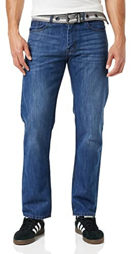 Enzo EZ324, Jeans Droits Homme Bleu (Midwash) W38/L32 (Taille fabricant: 38 R)