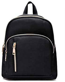YANAIER Damen Mini Rucksack Wasserdichte Nylon Klein Anti-Diebstahl Daypack beiläufige Spielraum Tagesrucksack Mädchen Schultertaschen Schwarz