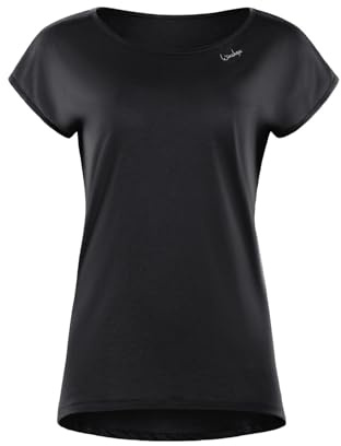WINSHAPE Damen Ultra Leichtes Modal-kurzarmshirt Mit Abgerundetem Saum Mct013 Kurzarmshirt, Schwarz, XL EU