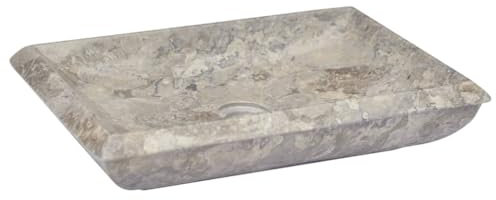 vidaXL Waschbecken Aufsatzwaschbecken Waschtisch Waschschale Waschplatz Handwaschbecken Naturstein Becken Badezimmer Grau 50x35x10cm Marmor