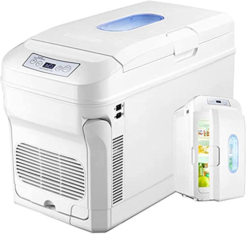 4PCS 35L Car Refrigerator, Auto Companion Coolbox, Car/Truck Cooler Mini Warmer 24V/12V/220V-240V Portable Camping Fridge Long Distance Driving Journeys And Camping Freezer with UK Plug (White-35L)