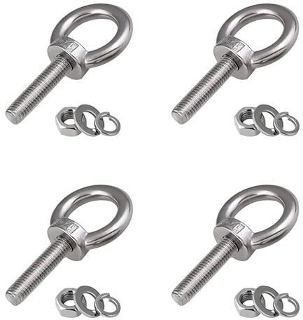 Dzsomt Ringschraube M8 4 Stück ringöse Ösenschraube 304 Edelstahl Augenschraube Ösenschrauben Schraubhaken Hardware Ringschrauben mit Unterlegscheiben für Rolle Des Befestigens und Hängens