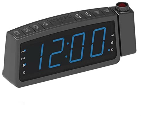 Reloj Despertador Digital, LED Monitor Con FM Radio Proyector Carga USB Puerto Modulador De Luz Ajustable Despertador Volumen Dormir Temporizador Fuente De Alimentación Despertadores Electrónicos Des
