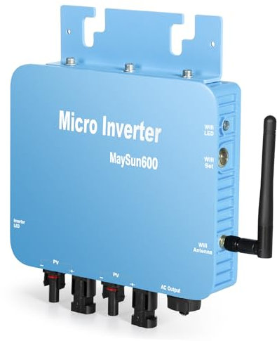 Jadeshay Solar Wechselrichter, 600W Micro Wechselrichter Grid Tie Inverter DC20V-60V MPPT Mikrowechselrichter 230V mit WiFi-APP-Datenüberwachung, Blau, Reine Sinuswellenausgabe