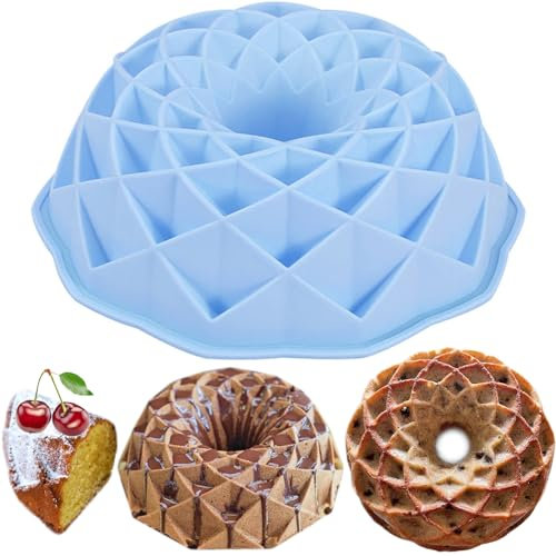 Yueser Gugelhupfform Silikon - Antihaft Backform für Kuchen, 23cm/9 Zoll, Blau