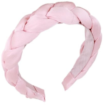 Geflochten Haarreif,Breit Stirnband,Haarband Damen,Mode Haarschmuck,Rutschfeste Haaraccessoires,für Damen und Mädchen,für Make up,Dusche,Hautpflege,Geburtstag,Party,Hell-Pink