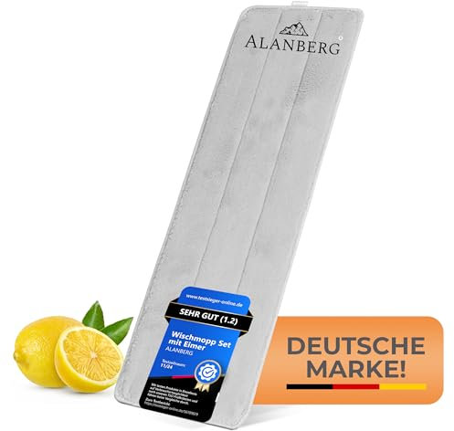 ALANBERG® XL Ersatzpad Wischpad 1 Stück – Mikrofaserpads für alle Böden Zubehör, 40cm, Grau