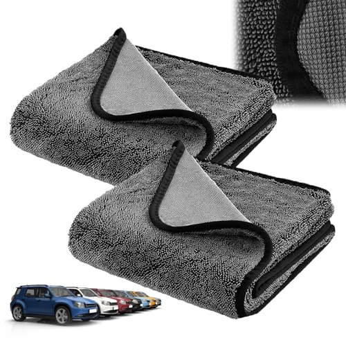 GMHLLES 40x60cm Clean Bathroom Drying Cloth, 2 Pcs Microfiber Cleaning Towel, Super Absorbent, Black