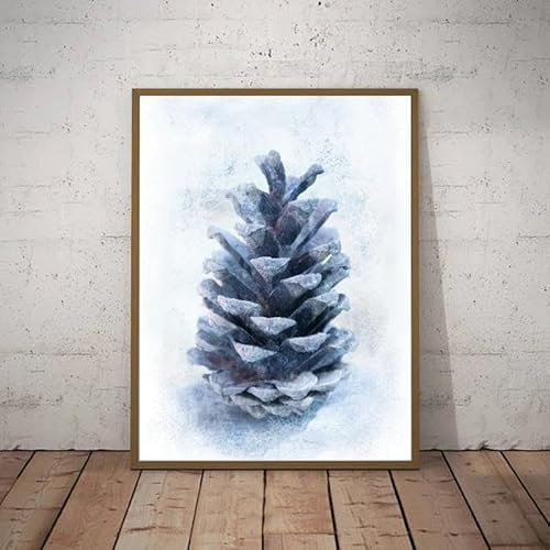 Baibexing Tannenzapfen Leinwand Kunstdruck Wandbilder Retro Wohnkultur, Nordischen Stil Tropische Pflanzen Tannenzapfen Leinwand Malerei Wohndekoration 40X50Cm Kein Rahmen