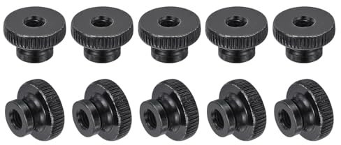 sourcing map Knurled Thumb Nuts, 20Pcs M6 x 20 x 12mm Carbon Steel Knurled Nut, Adjusting Round Knobs Fasteners Nuts for 3D Printer Parts, Black