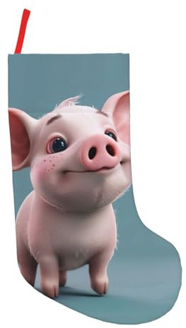 LIXLZH Calza da appendere al caminetto con stampa di maiali in stile cartone animato, decorazione natalizia