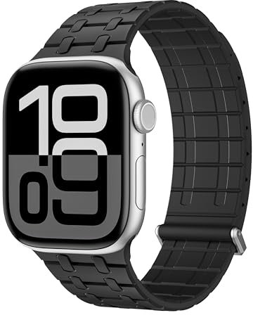 Cinturino Magnetico in Silicone per Apple Watch Ultra 49mm 46mm 45mm 44mm 42mm 41mm, per iWatch Serie 10 9 8 7 SE, Cinturino Sport di Sostituzione Regolabile per Uomini e Donne