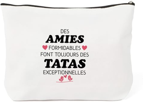 Cadeau Tata Noel,Cadeau pour Tata Tante Cadeaux Anniversaire Femme Saint Valentin Femme Original Utile Rigolo Drole Personnalisés Noël,Pochette Maquillage