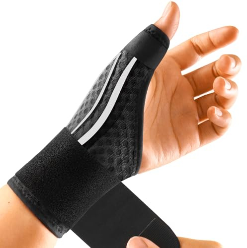 FREETOO Stabil Daumenbandage Daumenschiene Rechts, Dünn Daumenorthese | Orthese für Arthrose,Rhizarthrose,Schnappdaumen,Karpaltunnel,Sehnenscheidenentzündung.Damen Herren.Atmungsaktiv Verstellbar