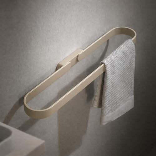Handtuchhalter zur Wandmontage aus Aluminium für Bad, Küche & Außenbereich, platzsparend & hygienisch, pulverbeschichtet, Made in EU – LUMO (Champagne Beige)