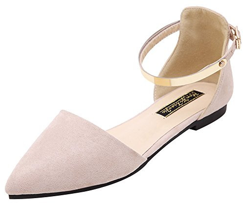 Jamron Donna Punta Velluto Ballerine Elegante D'Orsay Pumps Piatto Scarpe da Sera Albicocca SN02330 EU37