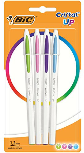 BIC Cristal Up bolígrafos punta media (1,2 mm) – colores de Moda Surtidos, Blíster de 4 unidades