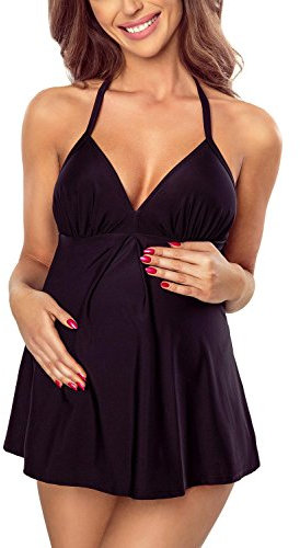 VIVISENCE Maillot De Bain Une Pièce pour Femmes Enceintes 3501, Noir,44