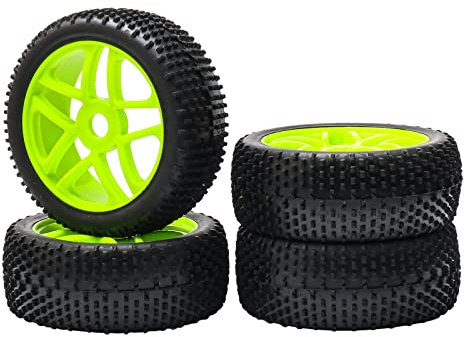Pxyelec 1:8 RC-Autoreifen, Gummireifen für Geländewagen, Grün, 4 Stück