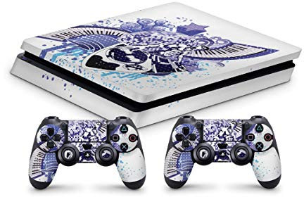 Design Aufkleber Skin Schutzfolie kompatibel mit Playstation 4 PS4 Slim + 2 Controller Skins DJ