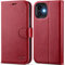 OCASE Hülle iPhone 12 Handyhülle iPhone 12 Pro Hülle [Premium PU Leder] [Kartenfach] [Magnetverschluss] Lederhülle RFID Schutzhülle Klapphülle Case Cover Etui Kompatibel für iPhone 12/12Pro Rot