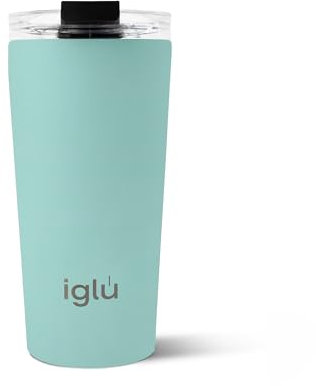 iglu Reusable Coffee Cup | Thermal Insulated Stainless Steel Travel Mug with Screw Lid | Leakproof & Double Walled - Great for Hot & Cold Drinks | Premium Eco-Friendly Gift (Ocean Teal, 16oz)