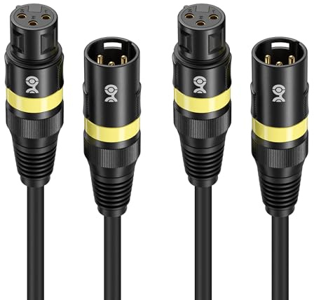 Cable Matters 2-Pack 22AWG 3-Pin XLR DMX Lighting Cable, 3ft | 0.9m, Stage Light DMX Cable, 3 Pin XLR Male to Female Connector