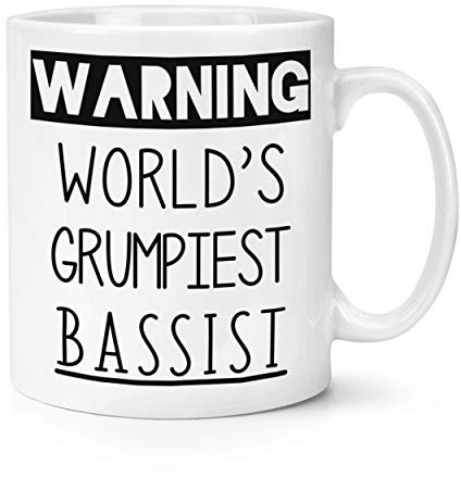 Tasse mit Aufschrift Warning World's Grumpiest Bassist, 295 ml