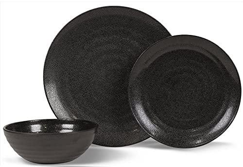 Kampa Ebony Cobble Service de table 12 pièces en mélamine