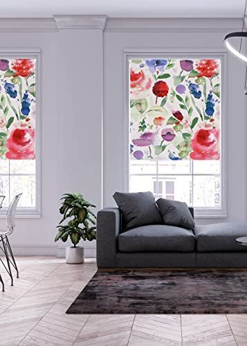Lister Cartwright Floral Summer Patterned Roller Blinds (180 x 140 cm) | Cut to Size Blackout Blinds for Windows | Bedroom, Bathroom, Kitchen & Door Window Blinds | Easy Fit Child Safety Roller Blinds