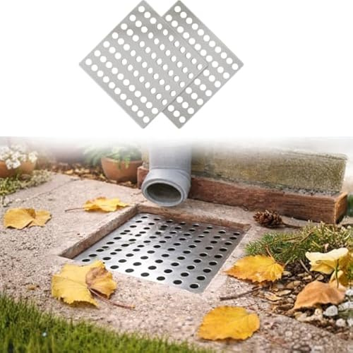 2pc Stainless Steel Drain Covers 6x6 Leaf Guard Blockage Prevention