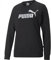 PUMA Damen ESS Logo Crew FL T-Shirt, Black-Silver metallic, M