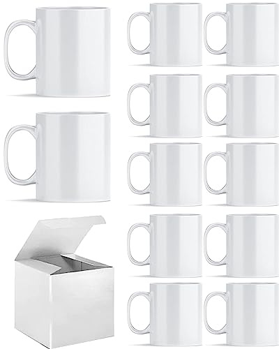 ABBSH Sublimationstassen, Sublimationsdruck, Weiß, Tazas Para Sublimacion, blanko, 325 ml, mit Box für Kaffee, Suppe, Tee, Milch, Latte, heißen Kakao, 12 Stück