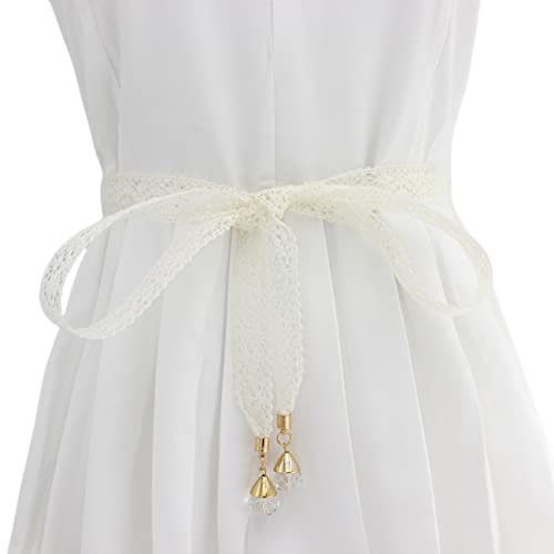 FAIRYGATE White Lace Belt Fancy Belts for Women Women's Ladies for Dresses Bridal Wedding Dress Sash for Bride Dress A0809