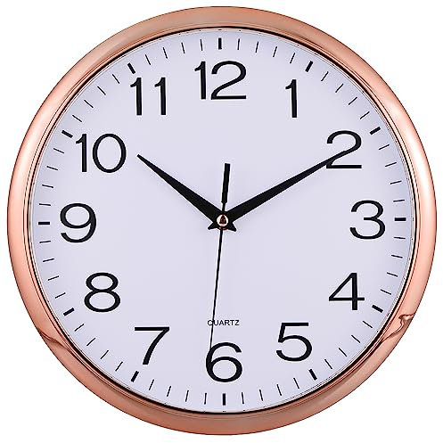 LAIGOO Rose Gold Wall Clock Analog 12 inch, Silent Non-Ticking, Decorative Modern Wall Clock Battery Operated for Living Room Bathroom Bedroom Kitchen Office School