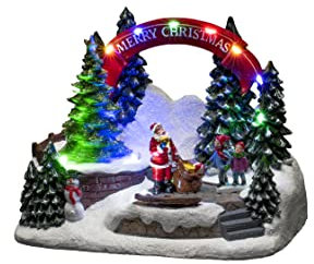 Konstsmide LED Szenerie Santa und Kinder, mit Musik, wählbare Energiefunktion, 11 bunte Dioden, batteriebetrieben, Innen, 3 x AA 1.5V (exkl.) - 4244-000, Bunt
