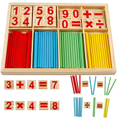 Victse Montessori Mathematik Spielzeug, Mathe Spielzeug Rechenstäbchen, Holz Mathematisches Spielzeug, Pädagogisches Mathe-Spielzeug für die frühe Motorik Entwicklung Ausbildung Ihres Kindes