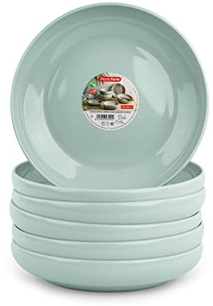 Lot de 6 Vaisselle Stilo en Plastique Dur Réutilisable et Incassable pour Fêtes et Événements Vert (Plat 20 cm)