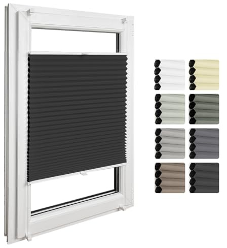 Home-Vision Premium Doppelplissee mit Klemmfix Weiß-Schwarz B110 x H120cm | Wabenplissee ohne Bohren Modern Klemmfix Blickdicht Plissee Sonnenschutz Hitzeschutz Jalousie für Fenster Thermo