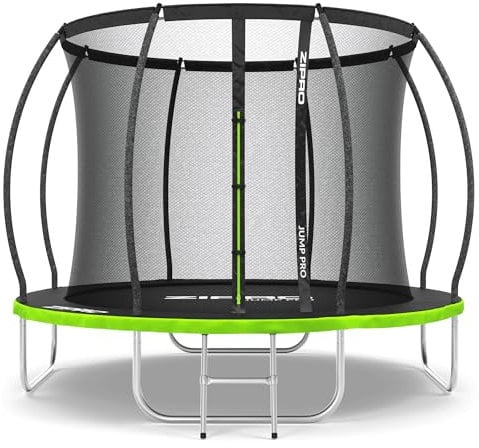 ZIPRO JumpPro Premium Trampolin Outdoor, Gartentrampolin für Kinder, mit Innennetz, Wetterfest, UV-Schutz, Einfache Montage, Belastbar bis 150 kg, Ø 252/312/374/435/496 cm