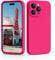 CALOOP Slim-Fit for iPhone 14 Pro Case,Sturdy Shockproof Hard Frame Cover with Anti-Scratch Microfiber Lining,Skin Soft Liquid Silicone,Full Protection for Screen and Camera Lens (Hot Pink)
