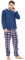 iceBoo Ensemble de pyjama en polaire pour homme avec col en V, manches longues et bas à carreaux avec poches latérales, Bleu à carreaux rouges (Fm77), M
