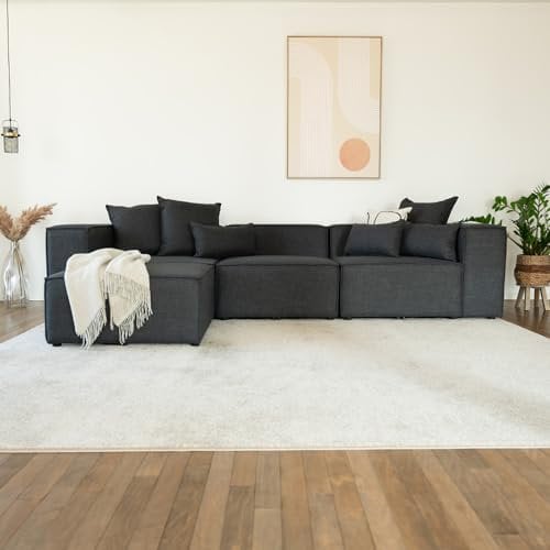 Home Deluxe - Sofa Verona - Anthrazit, Größe: L - ca. 327 x 70 x 207 cm, Sitzhöhe: 46 cm, Sitztiefe: 80 cm, inkl. Kissen I Modulares Sofa Modulsofa Ecksofa Wohnlandschaft