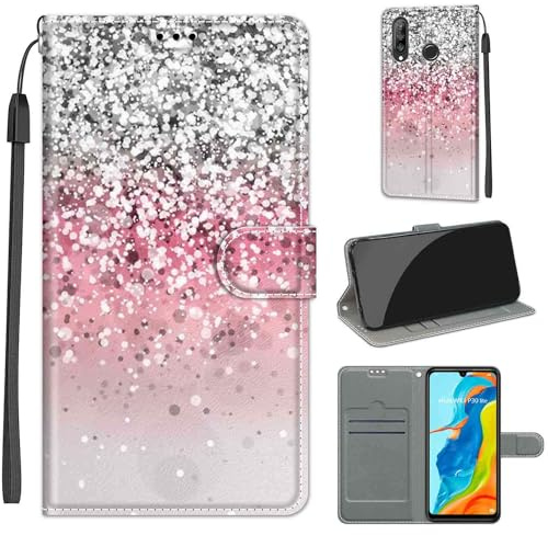 Handyhülle für Huawei P30 Lite, Rosa | Premium Leder Flip, Klappbar, Stoßfest, Magnetisch, Standfunktion, Kartenfächer, Wallet Handyhülle