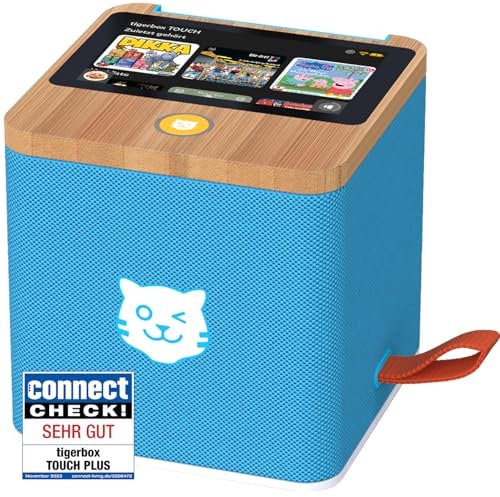 tigermedia tigerbox TOUCH PLUS blau | Streaming-Hörbox für Kinder | Stereo-Klang | Farb-Touchdisplay | Hörspielbox mit Nachtlicht | Bluetooth-Kopfhöreranschluss | extra starker Akku