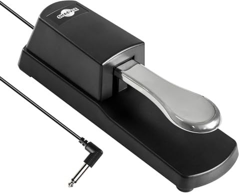 SHAEVLE Sustain Pedal For Keyboards Digital Piano MIDI and Synthesizer with Polarity Switch 1/4(6.35mm) With 63-inch Cable Input Plug