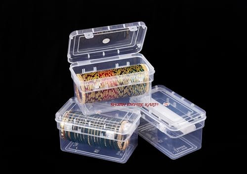 Shubh Empire Kart 3 Stück Armbandboxen aus Kunststoff für Damen, Schmuckkästchen für Reisen, Chudi-Organizer für Reisen, transparenter Chudi-Organizer für Braut, Reise, Reise