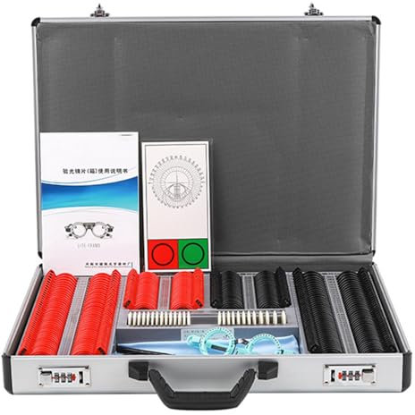 266 pcs Optical Trial Lens Set Optometry Kit, Aluminum Case Trial Frame Optometry Optician Test, Optometry Optical Instrument with Trial Frame, Protection Accessories Ophthalmic Trial